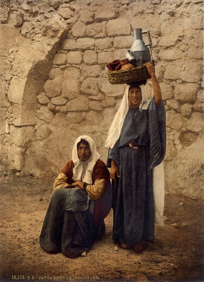 Arab women carrying milk jars, Jerusalem by Swiss Photographer